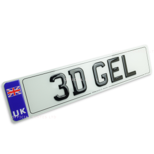 front 3d gel number plate wuth UK badge and union jack flag