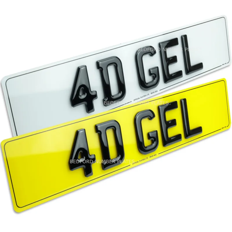 4D Gel Number Plate for Cars, front and rear, standard size