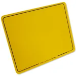 Yellow motorbike number plate featuring a black printed border