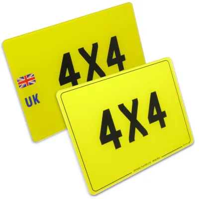 Comparison of 4x4 number plates with and without UK Euro badge.