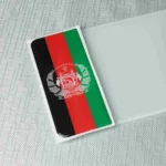 Afghanistan flag number plate badge with national emblem.