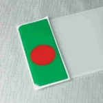 Bangladesh flag number plate badge with red circle on green background.