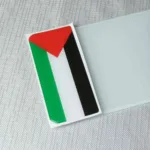 Palestine flag number plate badge with red, green, white, and black design.