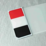 Yemen flag number plate badge with red, white, and black stripes.